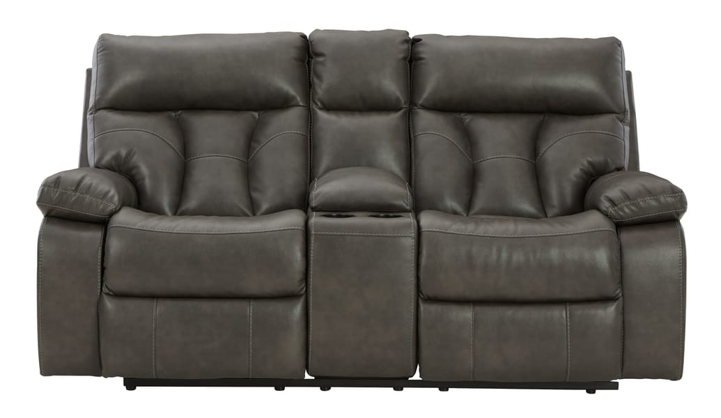 Ashley Living Room Double Reclining Loveseat with Console & Power 1480194
