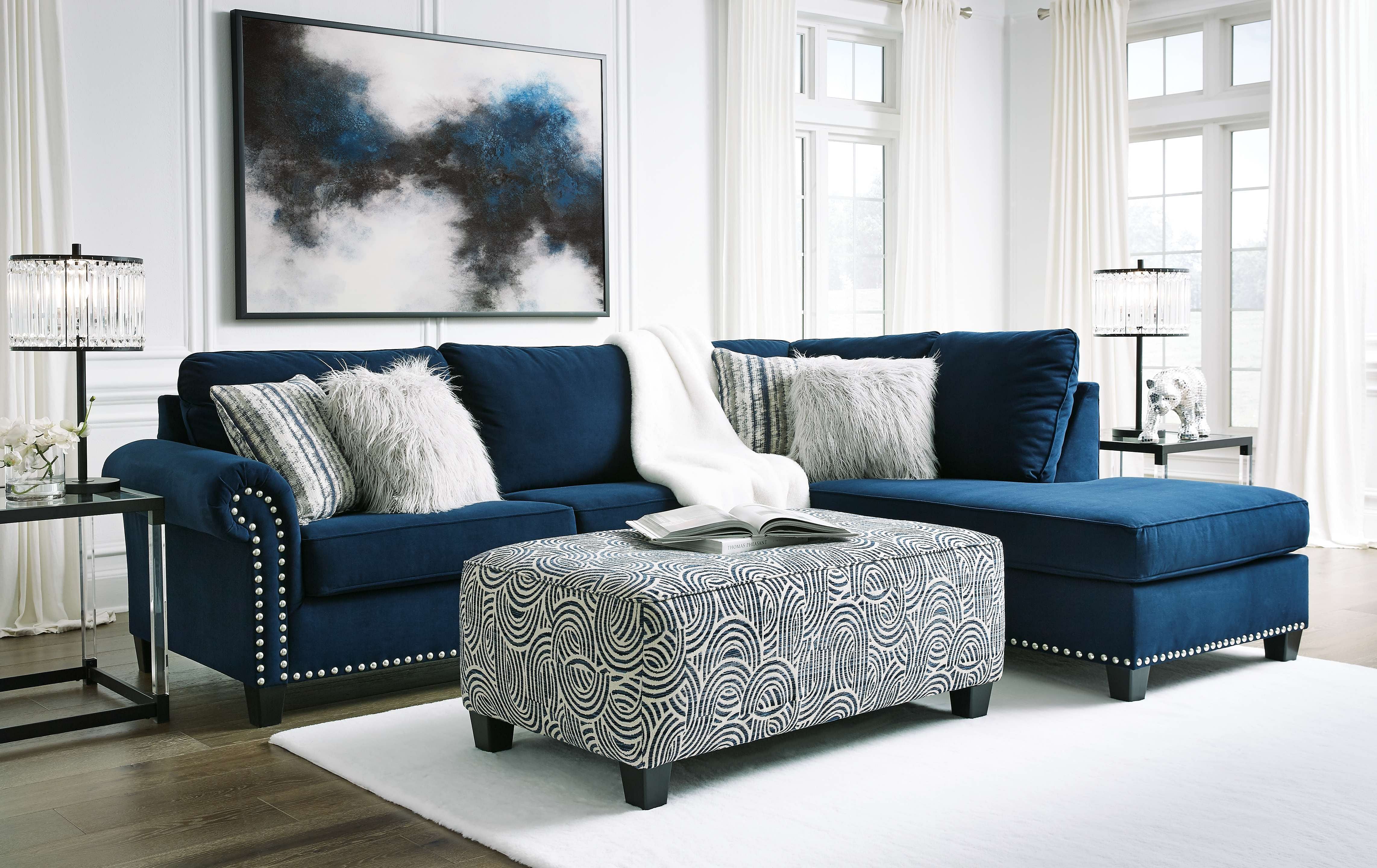 Ashley furniture navy on sale blue sectional