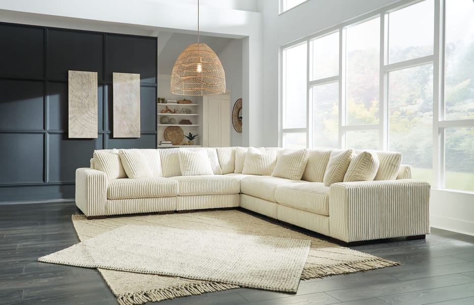 Linda 5 Pc Sectional in Beige Fabric