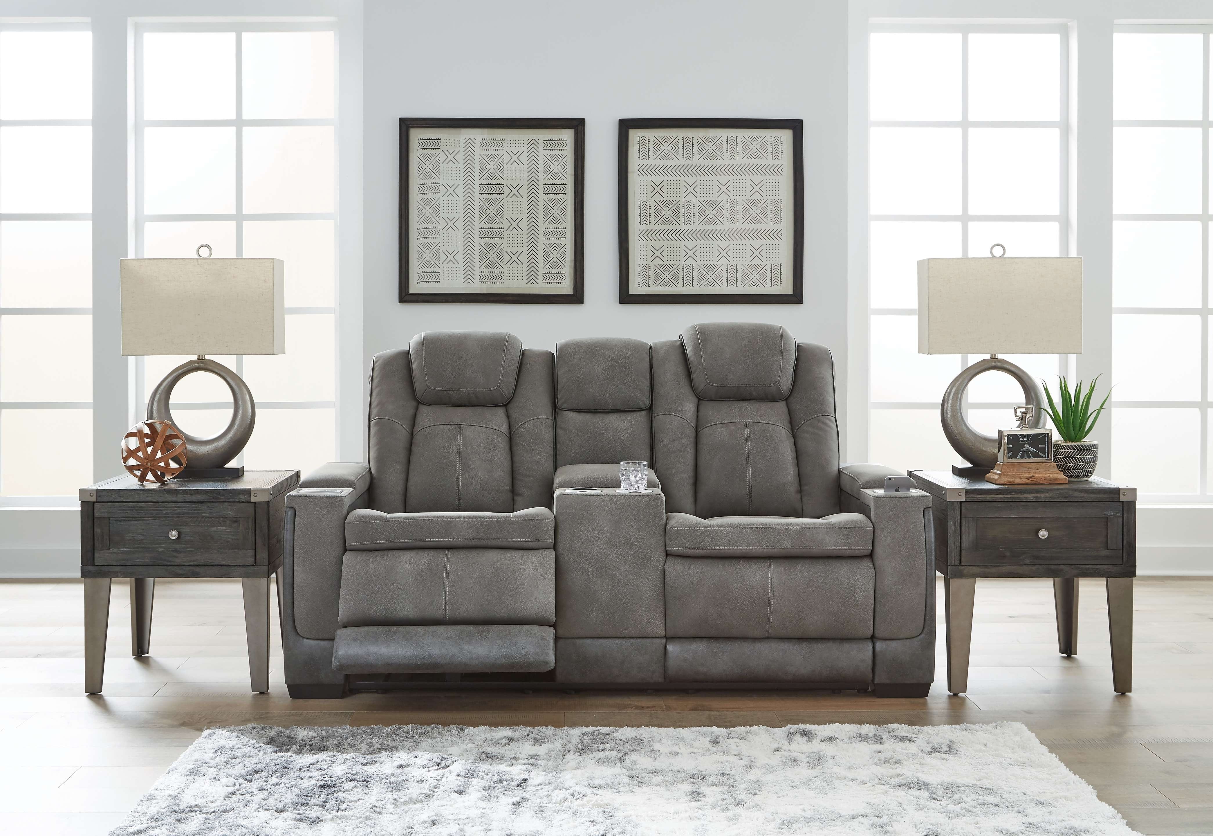 Ashley Living Room Power Reclining Console Loveseat with Adjustable Headrest 2200418