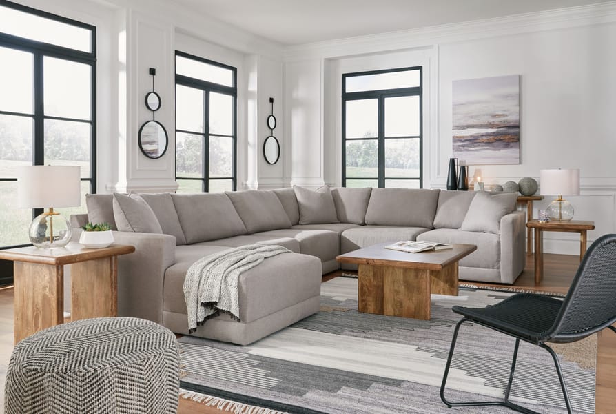 Ashley Living Room Left Arm Facing Corner Chaise 6 Pc Sectional 22201-16-46-3-77-65
