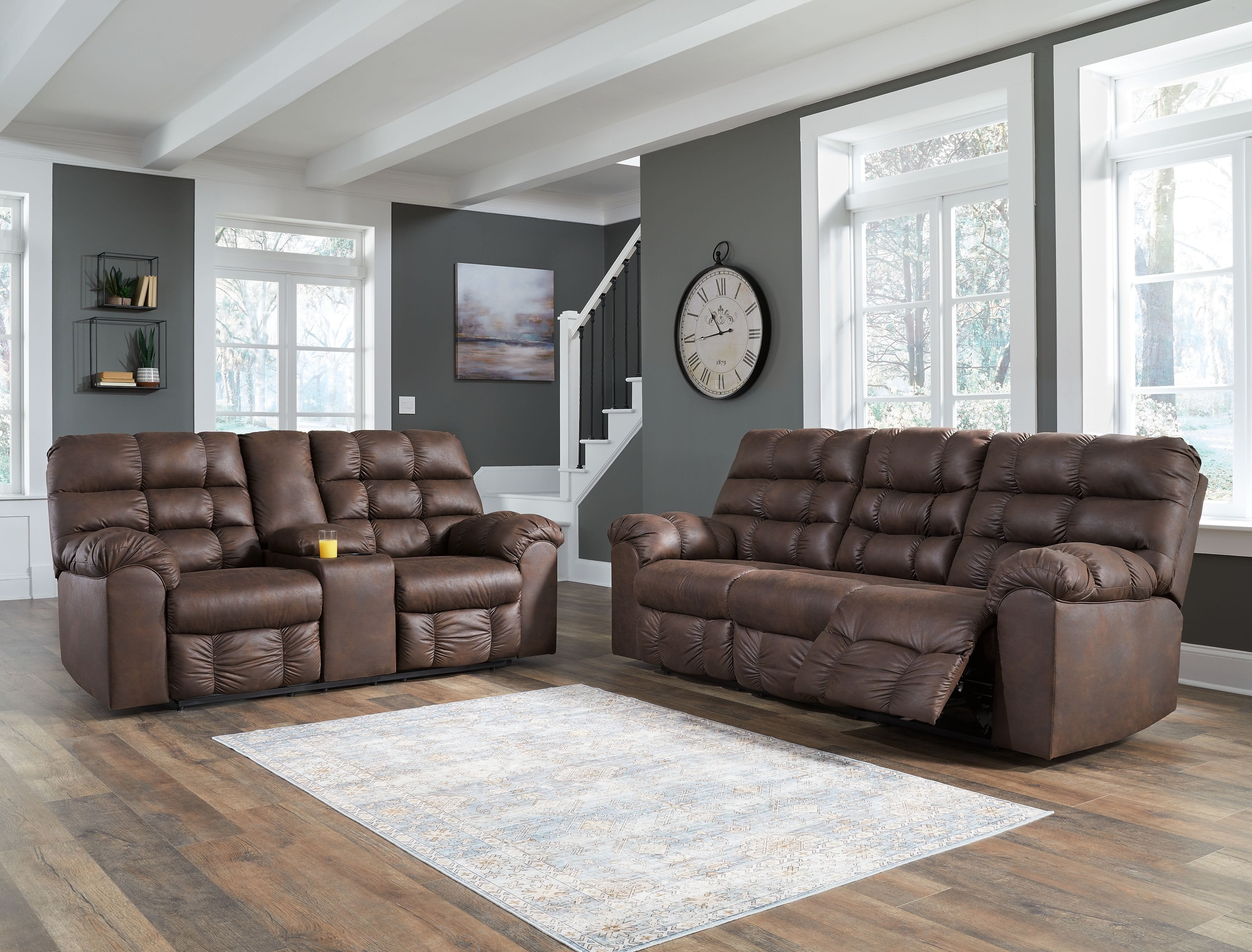 Ashley Living Room 2 Piece Reclining Sofa and Loveseat 28401-89-94