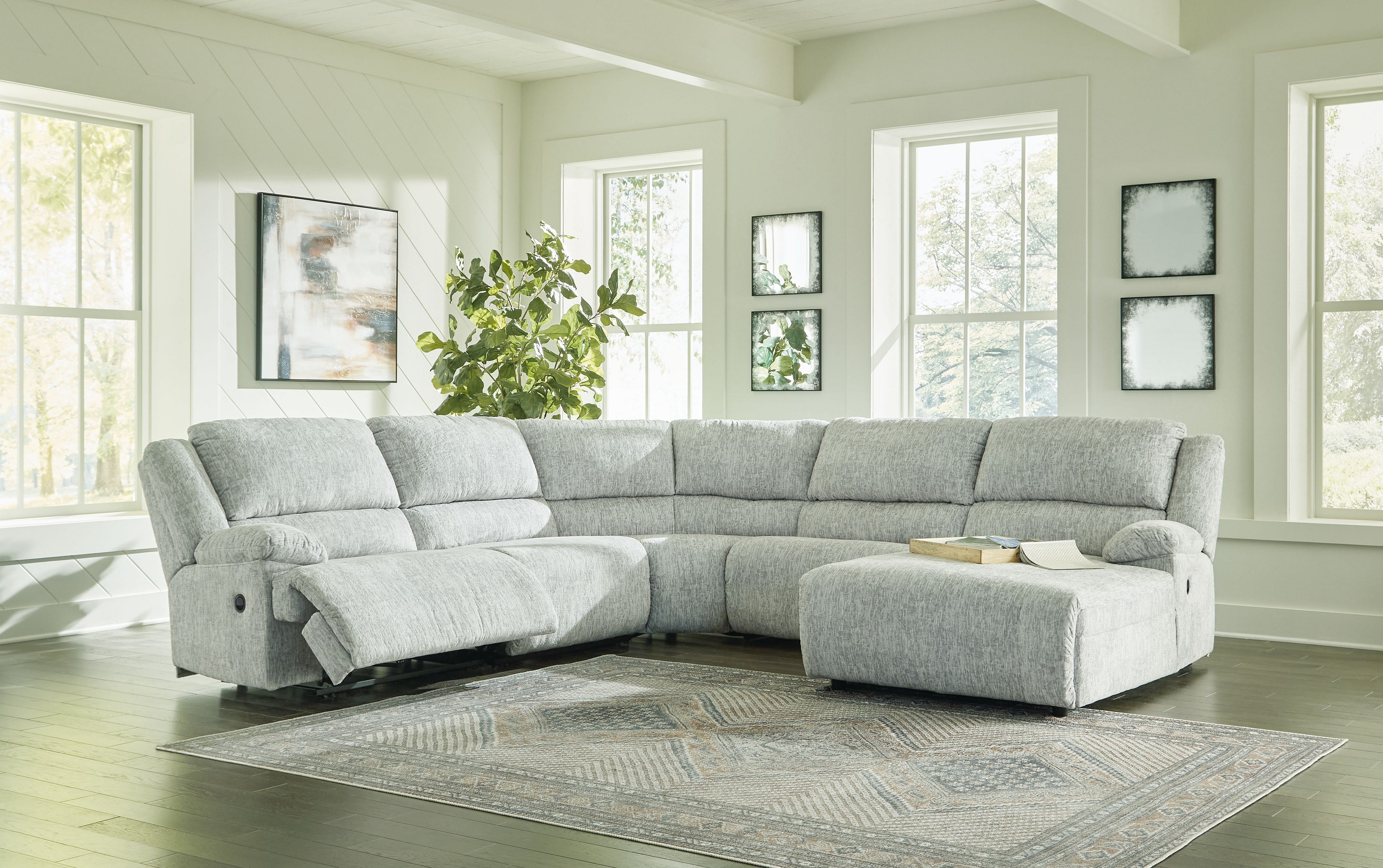 Ashley Living Room Left Arm Facing Recliner 5 Pc Sectional 29302-40-19-77-46-07