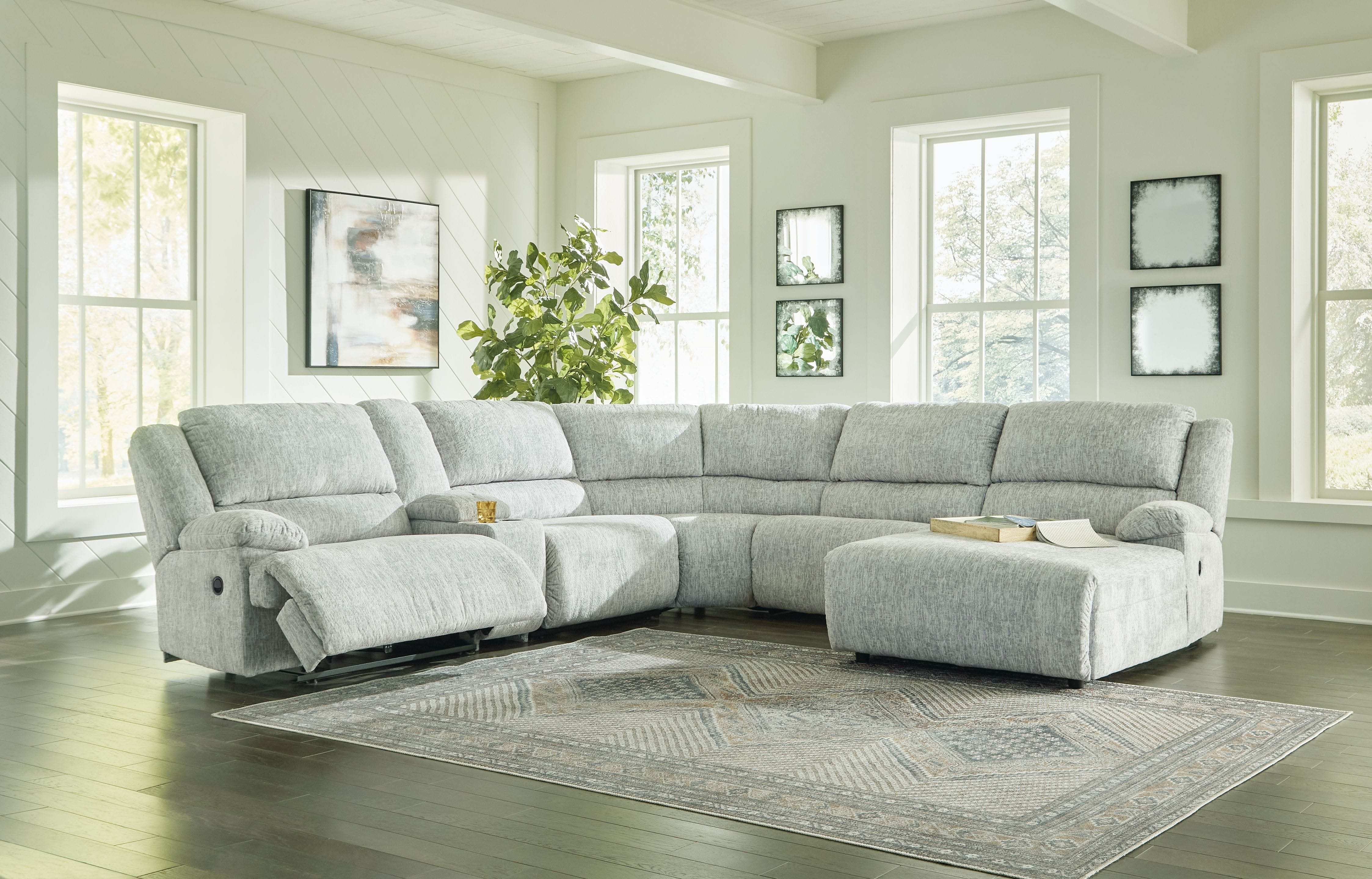 Ashley Living Room Left Arm Facing Recliner 6 Pc Sectional 29302-40-57-19-77-46-07