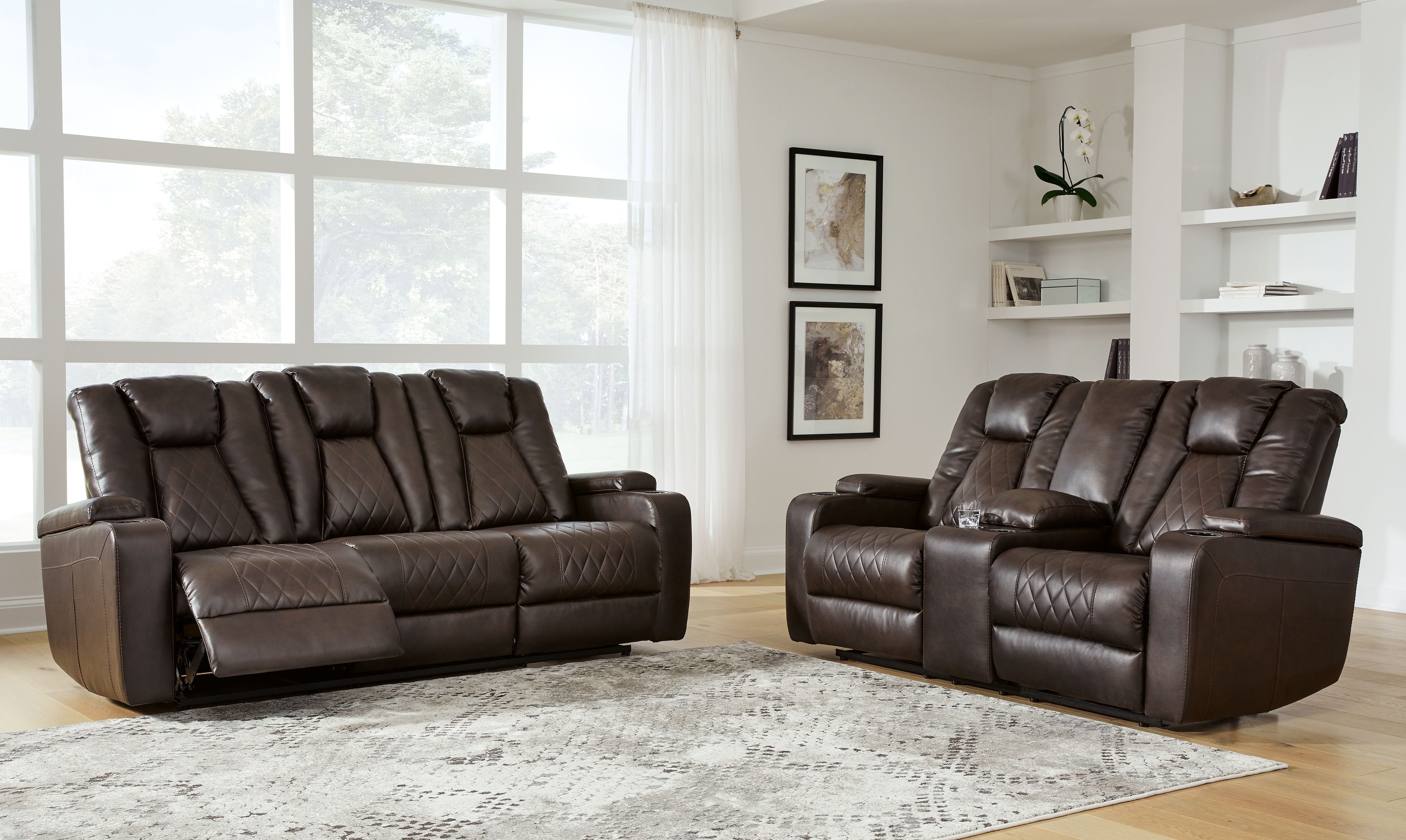 Ashley Living Room 2 Piece Reclining Sofa and Loveseat 29703-89-94