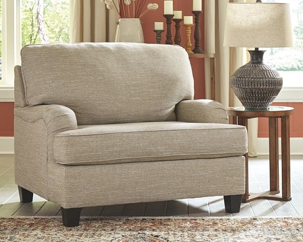 Ashley keereel fabric accent chair and a half with ottoman best sale in sand