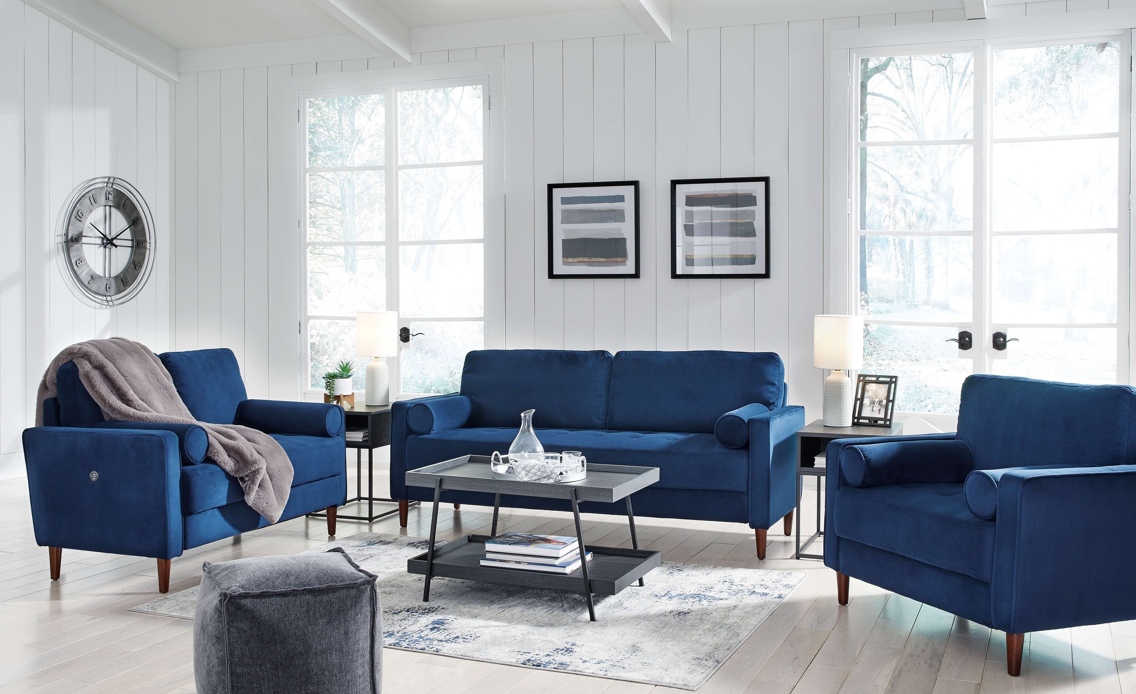 Navy blue living room store set ashley furniture