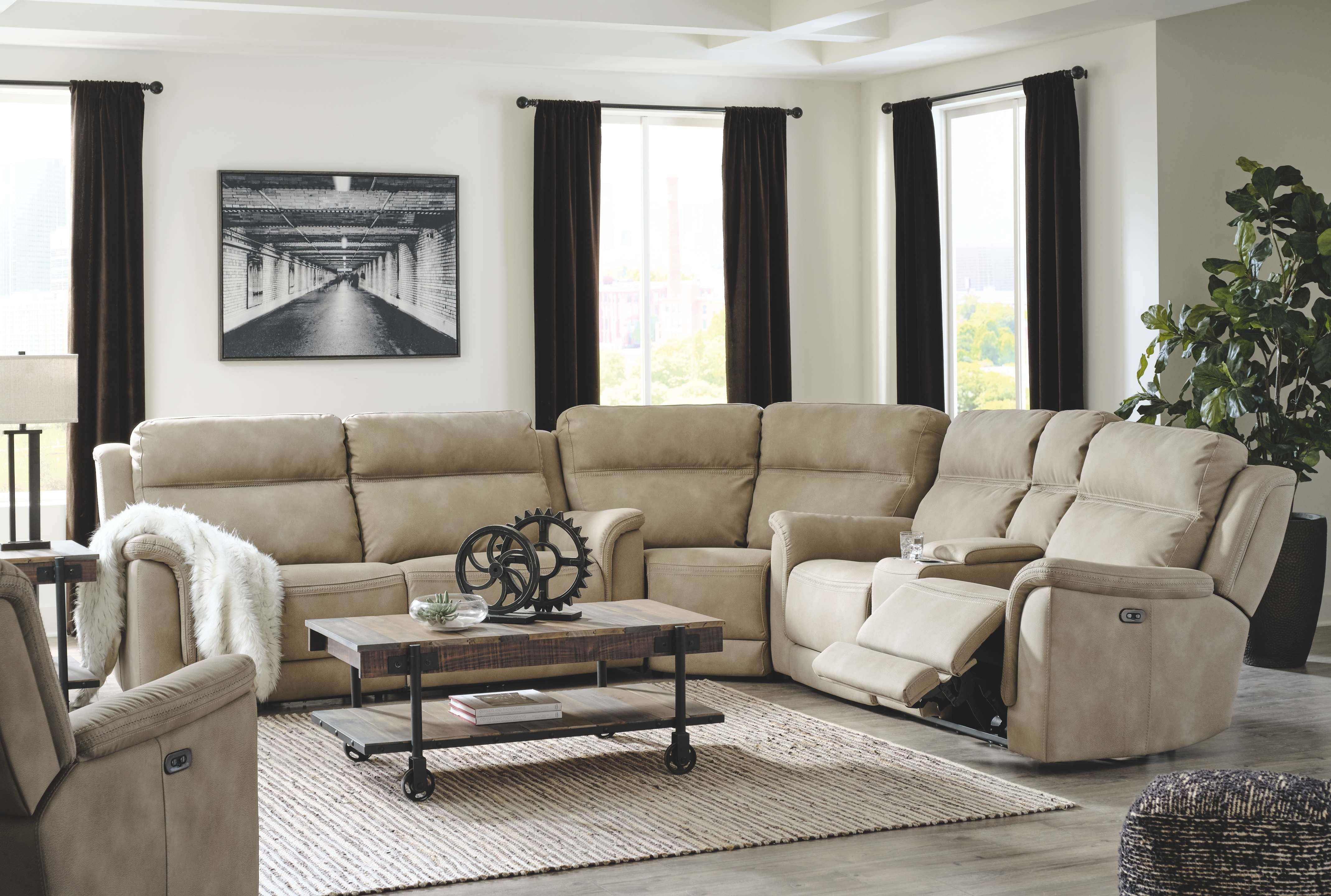 Ashley Living Room 4 Piece Power Reclining Adjustable Headrest Living Room Set 59302-47-77-18-13