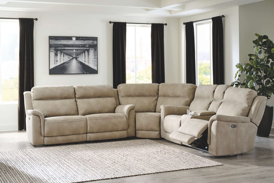 Ashley Living Room 4 Piece Power Reclining Adjustable Headrest Living Room Set 59302-47-77-18-13
