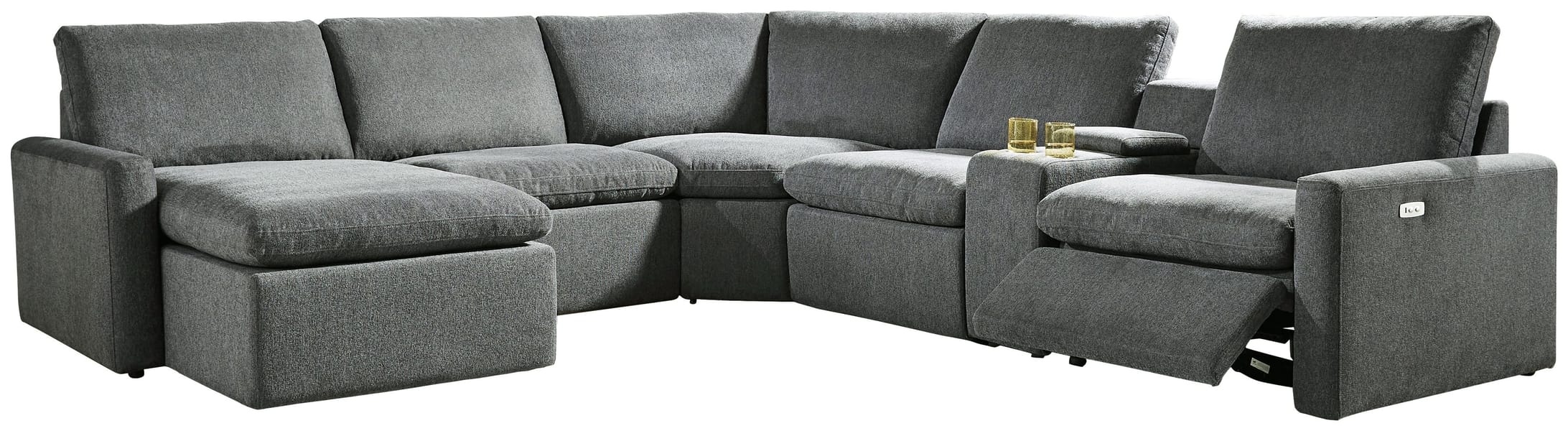 Ashley Living Room Left Arm Facing Corner Chaise 6 Piece Power Sectional 60508-16-46-77-31-57-62