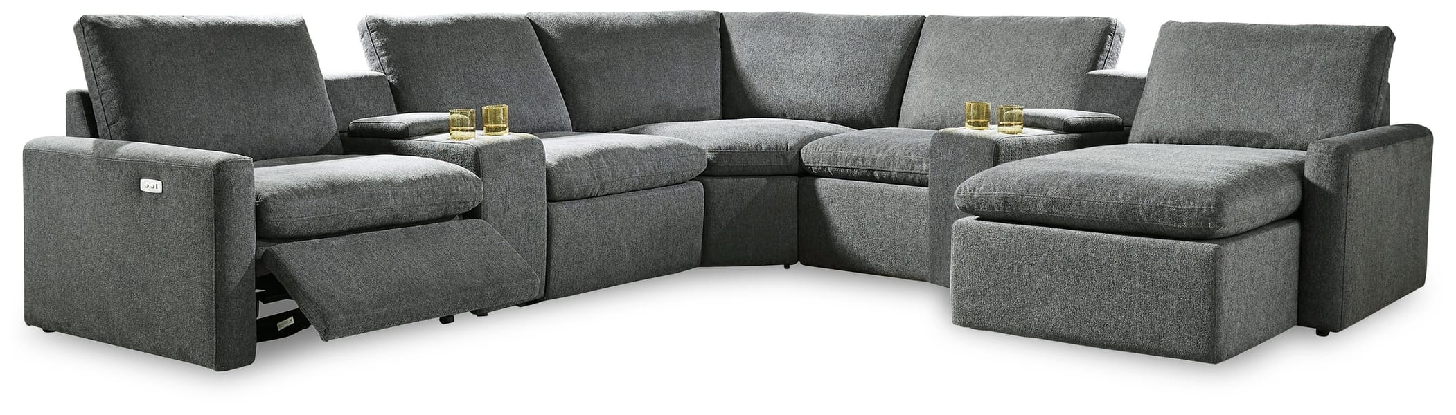 Ashley Living Room Left Arm Facing Recliner 7 Pc Power Sectional 60508-58-31-46-57-2-77-17