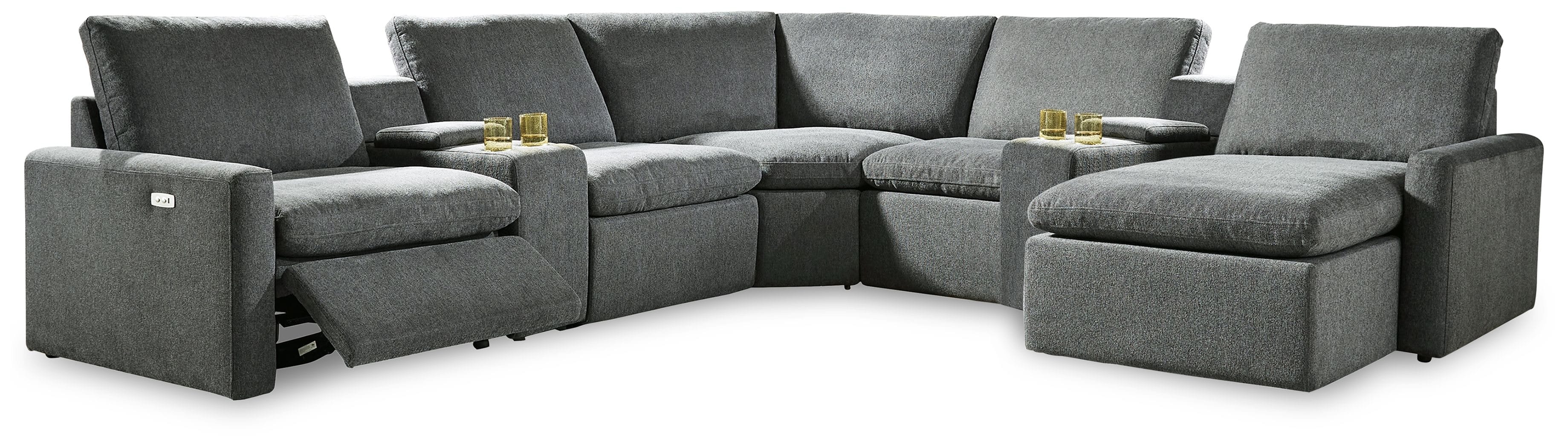 Ashley Living Room Left Arm Facing Recliner 7 Pc Power Sectional 60508-58-31-46-57-2-77-17