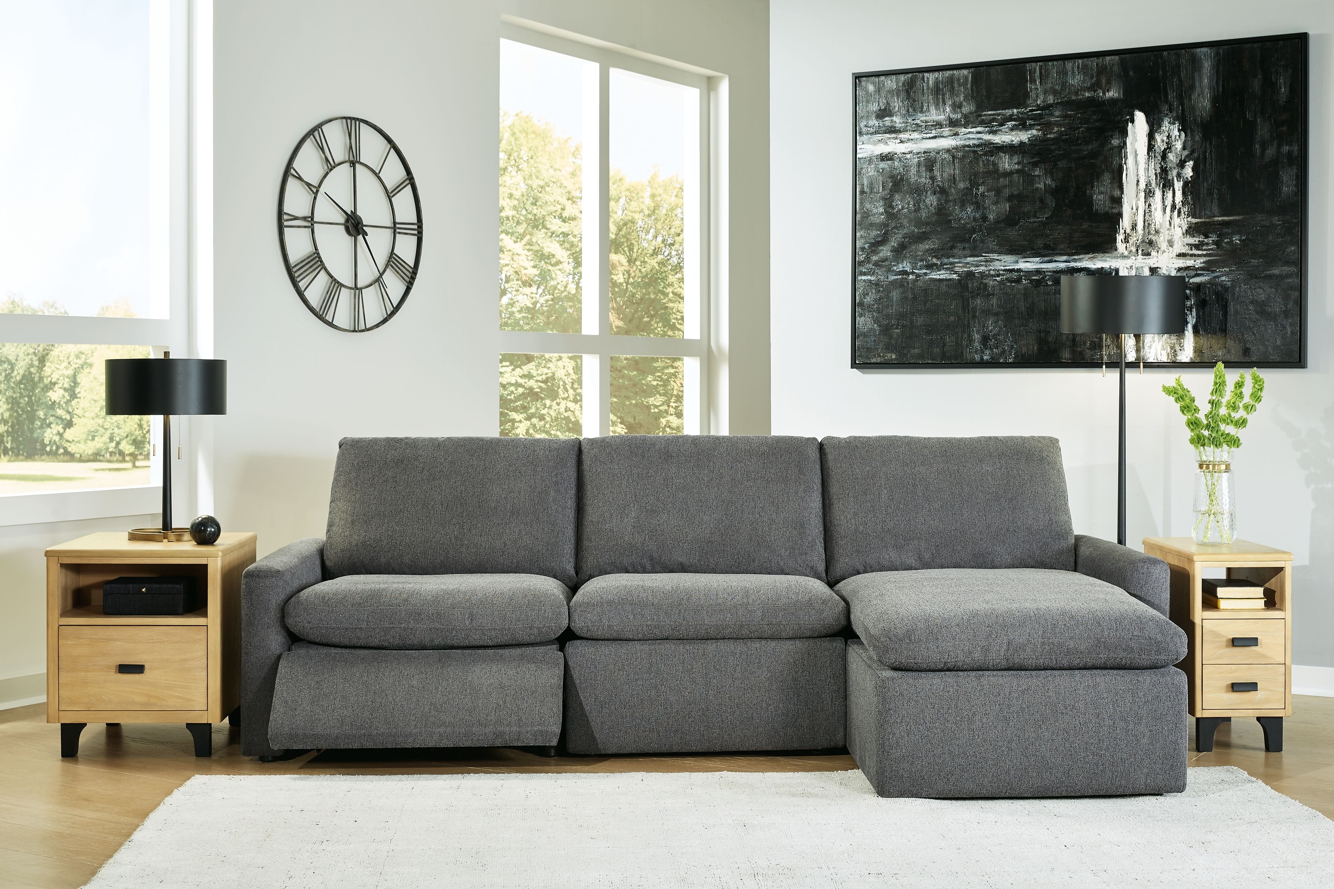 Ashley Living Room Right Arm Facing Sofa Chaise 3 Pc Power Sectional 60508-58-46-17