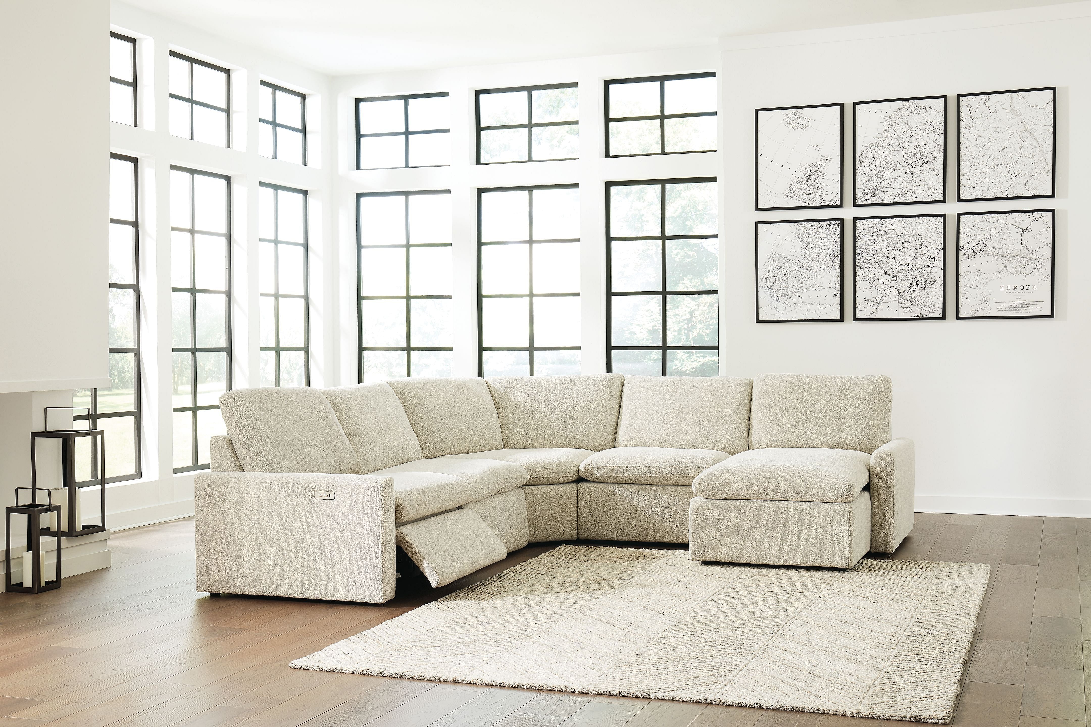 Ashley Living Room Right Arm Facing Corner Chaise 5 Pc Power Sectional 60509-58-31-77-46-17