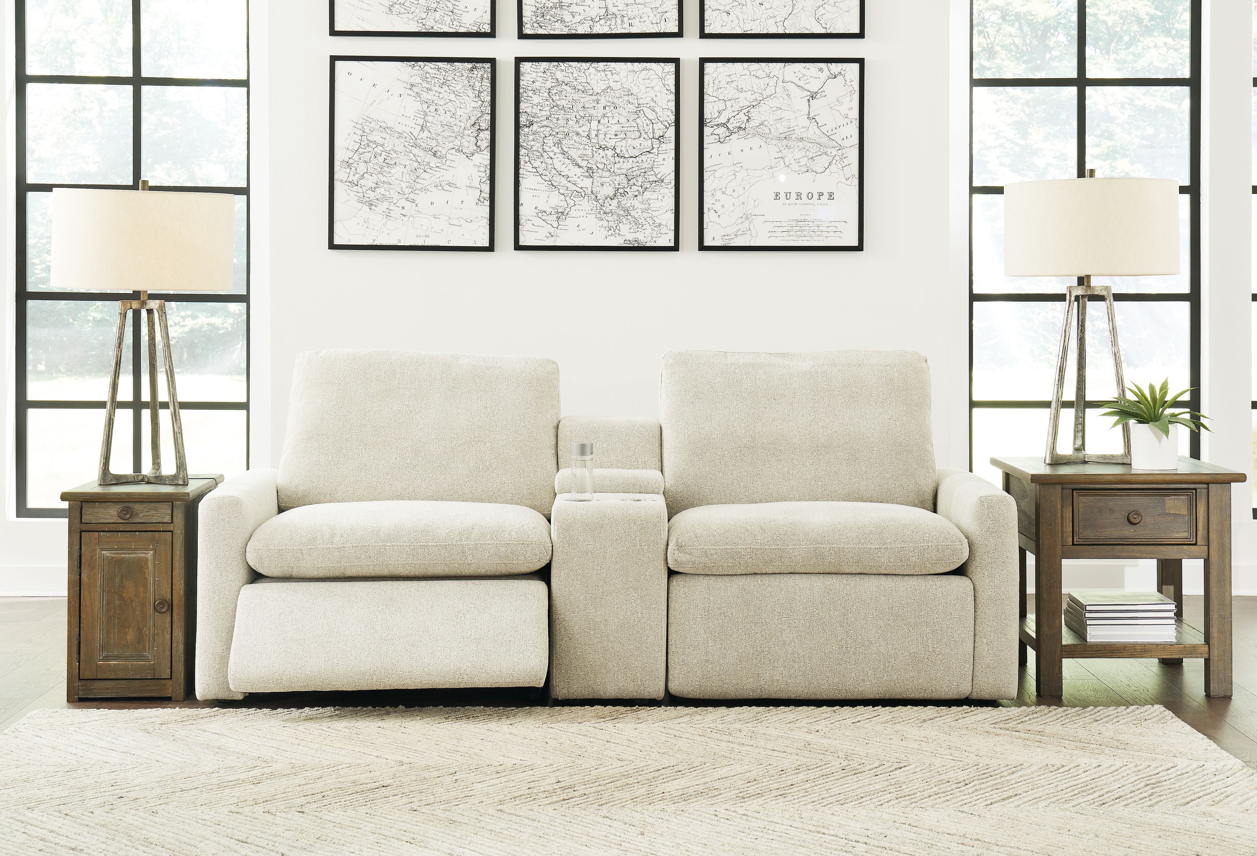 Ashley Living Room Left Arm Facing Recliner With Console 3 Pc Power Sectional 60509-58-57-62