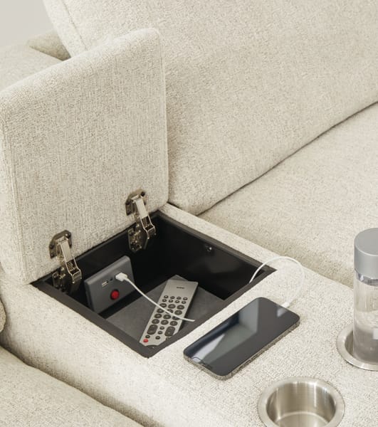 Ashley Living Room Left Arm Facing Recliner With Console 3 Pc Power Sectional 60509-58-57-62