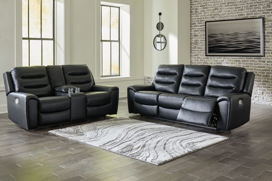 Ashley Living Room 2 Piece Power Reclining Sofa and Loveseat 61105-18-15