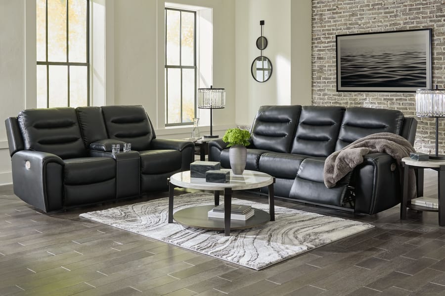 Ashley Living Room 2 Piece Power Reclining Sofa and Loveseat 61105-18-15