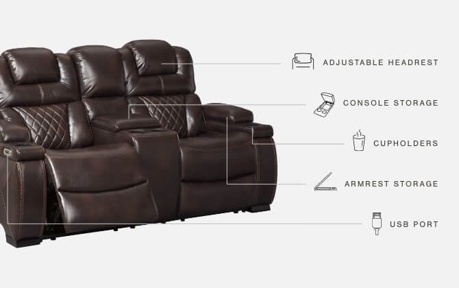 Ashley Living Room Pwr Rec Loveseat/Con/Adj Hdrst 7540718