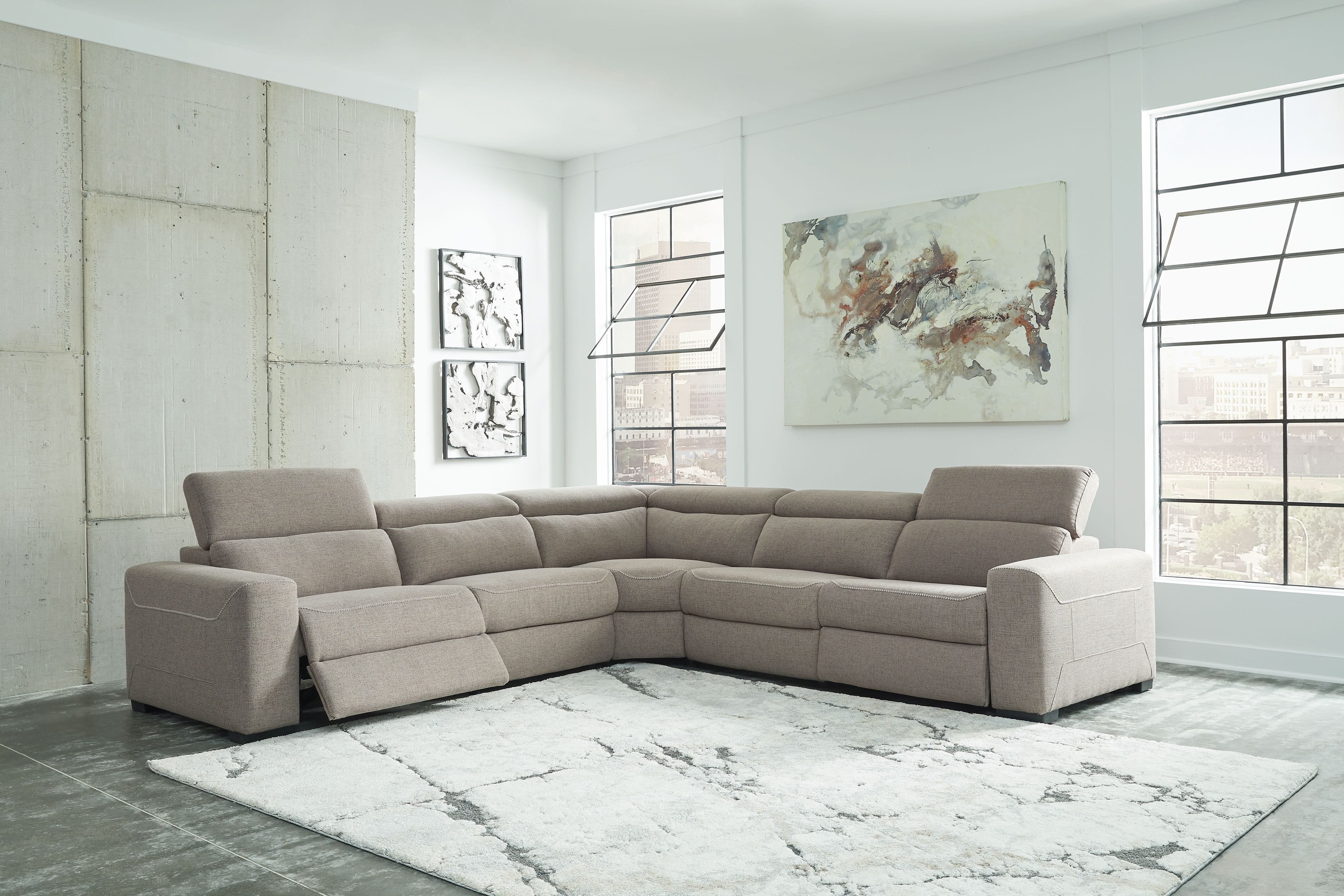 Ashley Living Room Left Arm Facing Power Recliner 5 Pc Sectional 77005-58-46-77-46-62