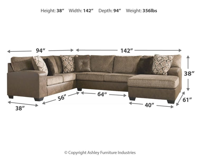 Ashley Living Room Sectional with Chaise 91302-66-34-17
