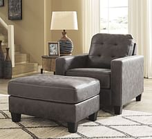 Ashley Living Room Chair with Ottoman 91501-20-14