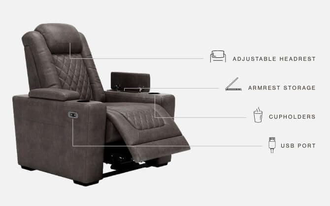 Ashley Living Room Power Recliner with Adjustable Headrest 9300313