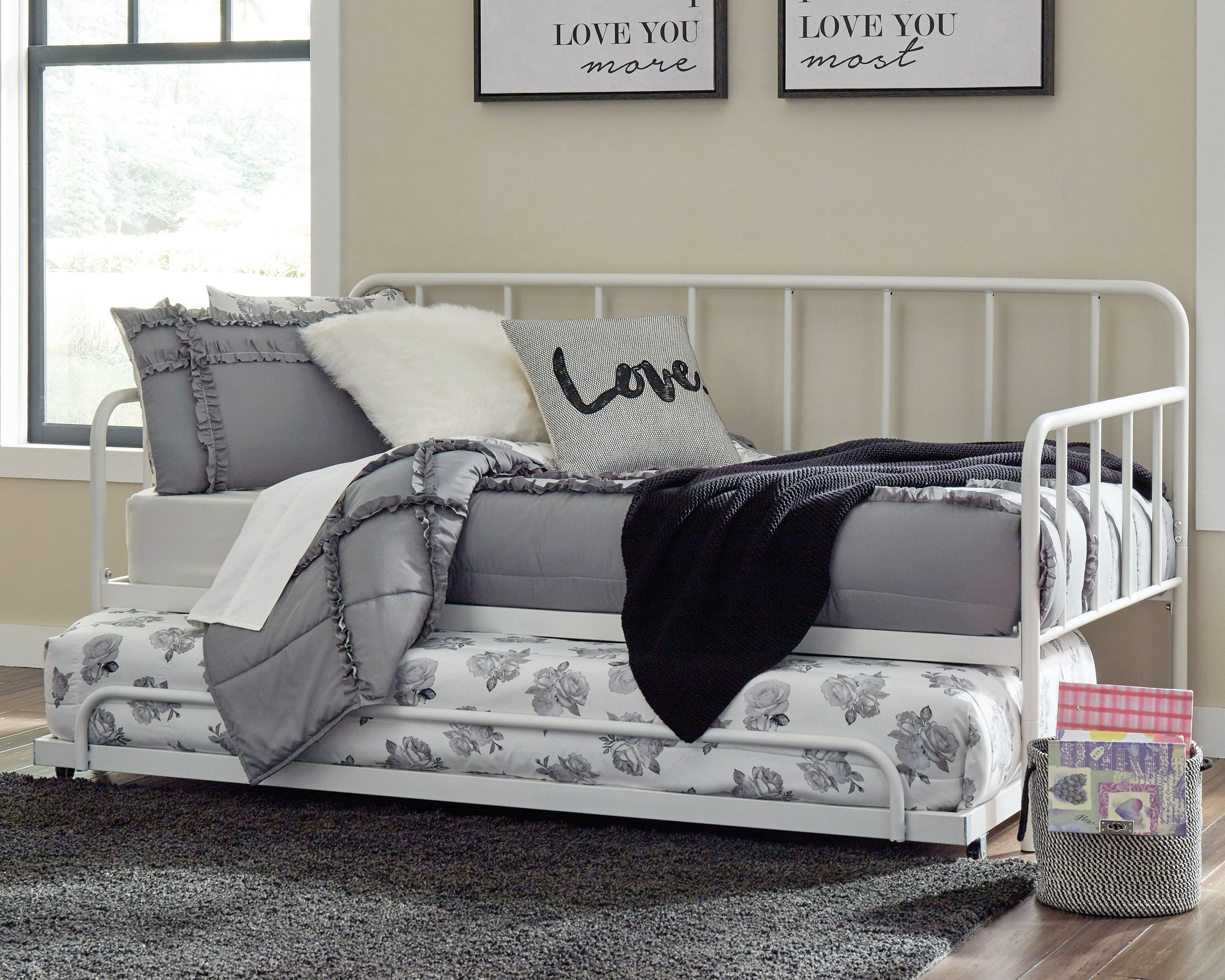 Ashley Bedroom Twin Metal Day Bed with Trundle B07...