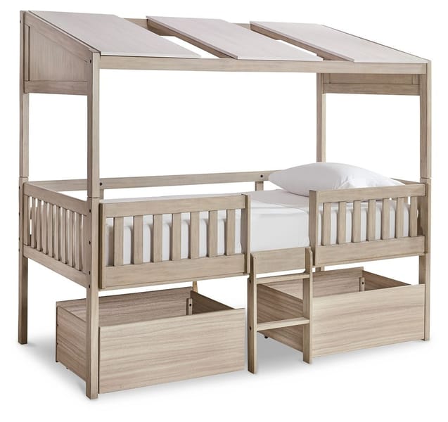 Ashley Bedroom Twin Loft Bed With Roof Panels And Storage Boxes B081-362P-362R-62D