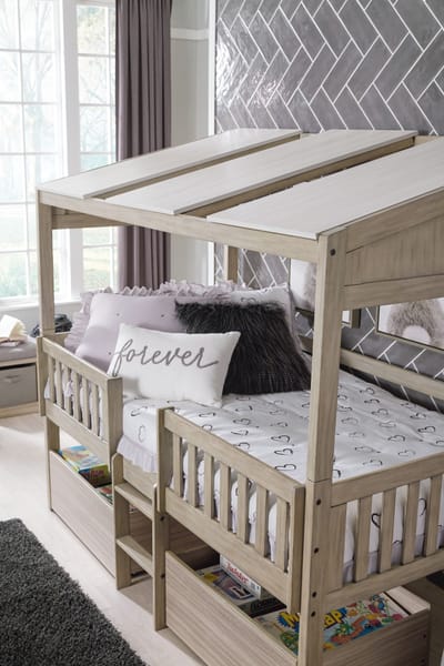 Ashley Bedroom Twin Loft Bed With Roof Panels And Storage Boxes B081-362P-362R-62D