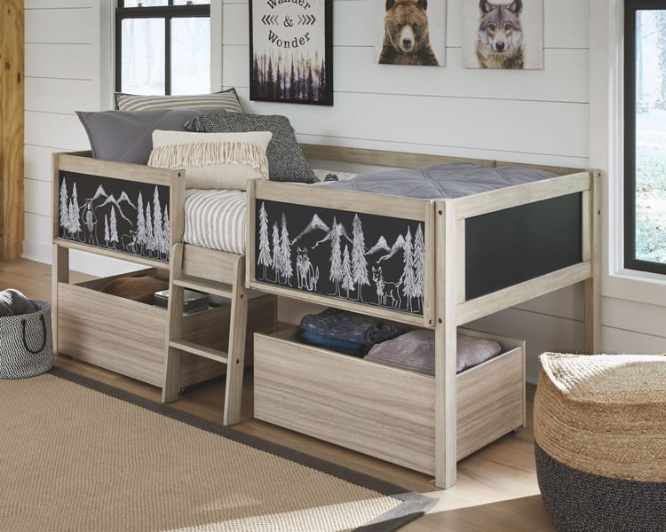 Ashley Bedroom Twin Loft Bed With Underbed Storage Boxes B081-62-62D