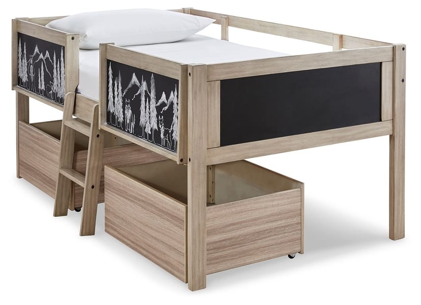 Ashley Bedroom Twin Loft Bed With Underbed Storage Boxes B081-62-62D