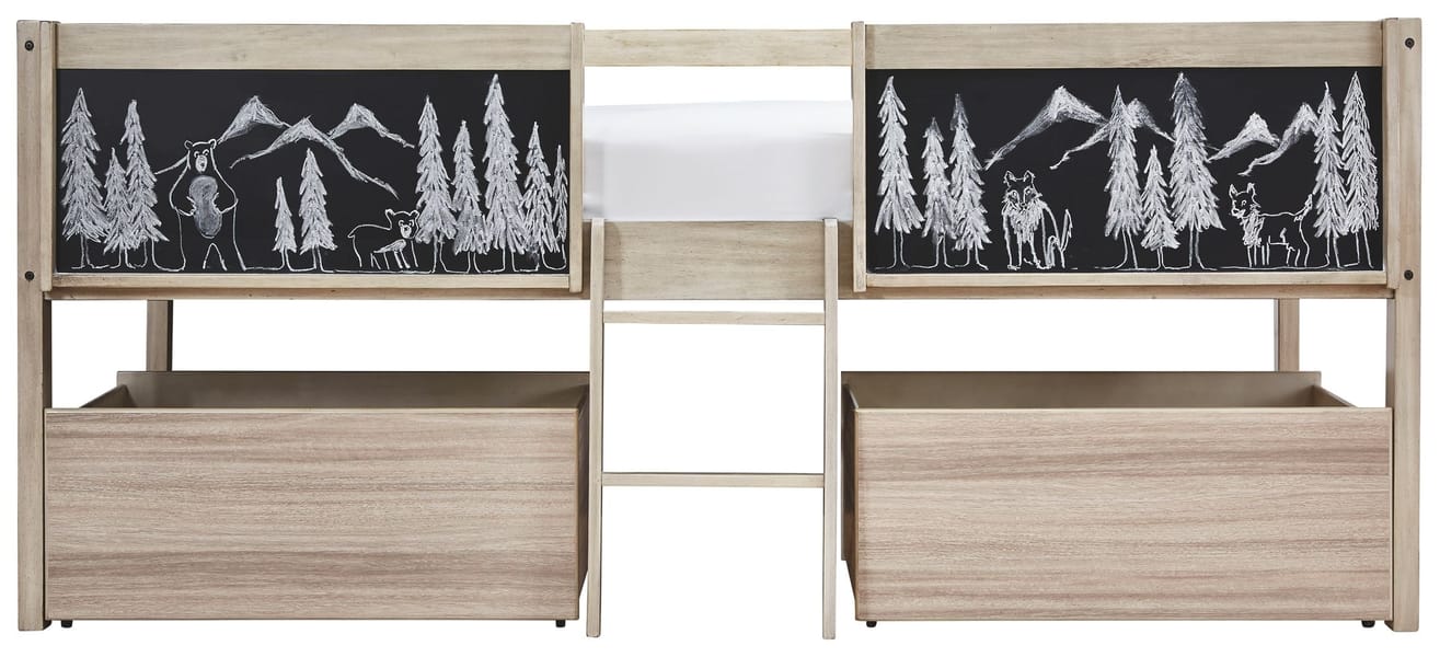 Ashley Bedroom Twin Loft Bed With Underbed Storage Boxes B081-62-62D