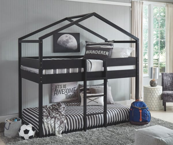Ashley Bedroom Twin over Twin House Loft Bed B082-156F-156P-156S