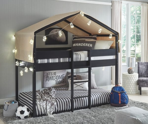 Ashley Bedroom Twin over Twin House Loft Bed B082-156F-156P-156S