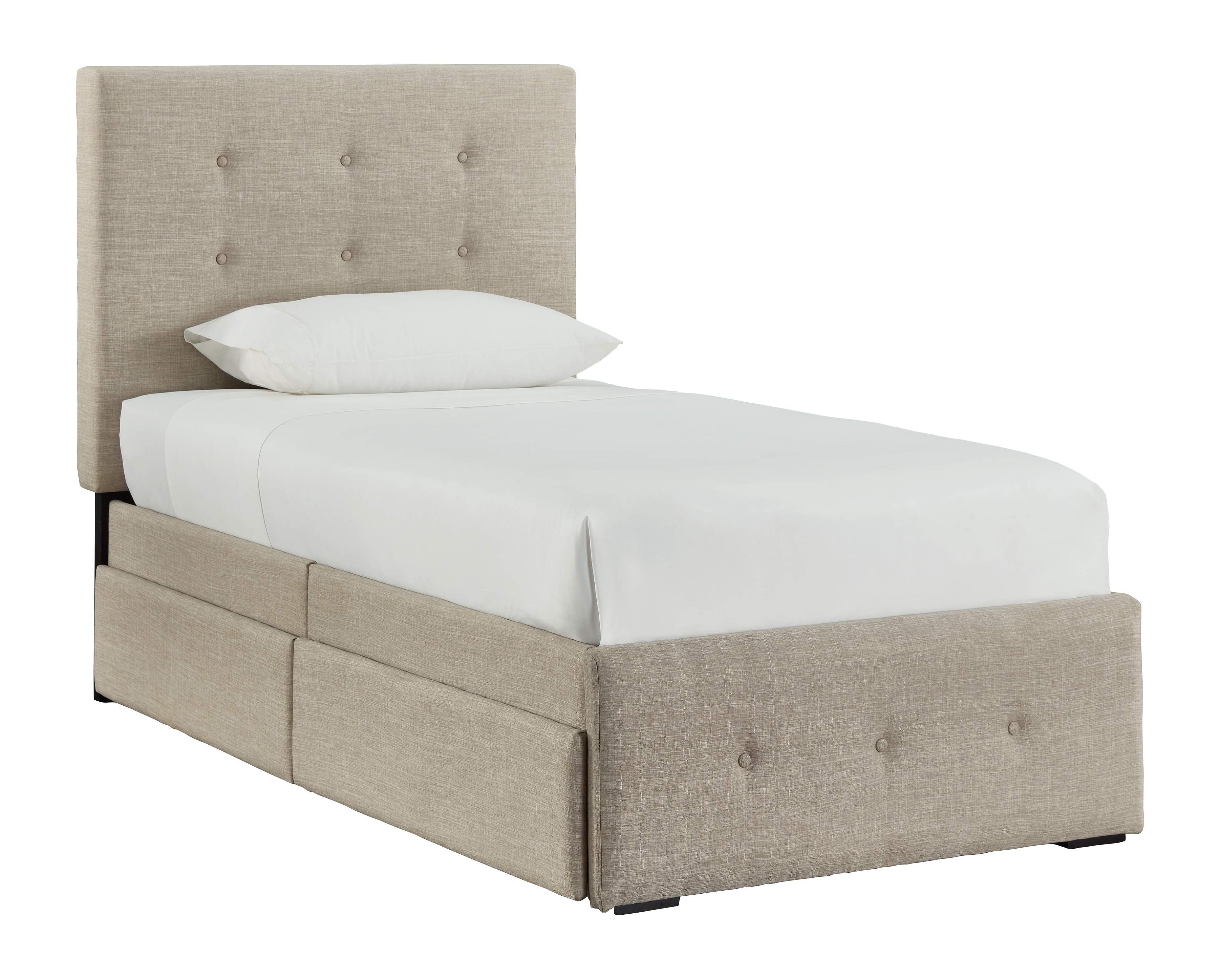 Upholstered bed deals with storage twin