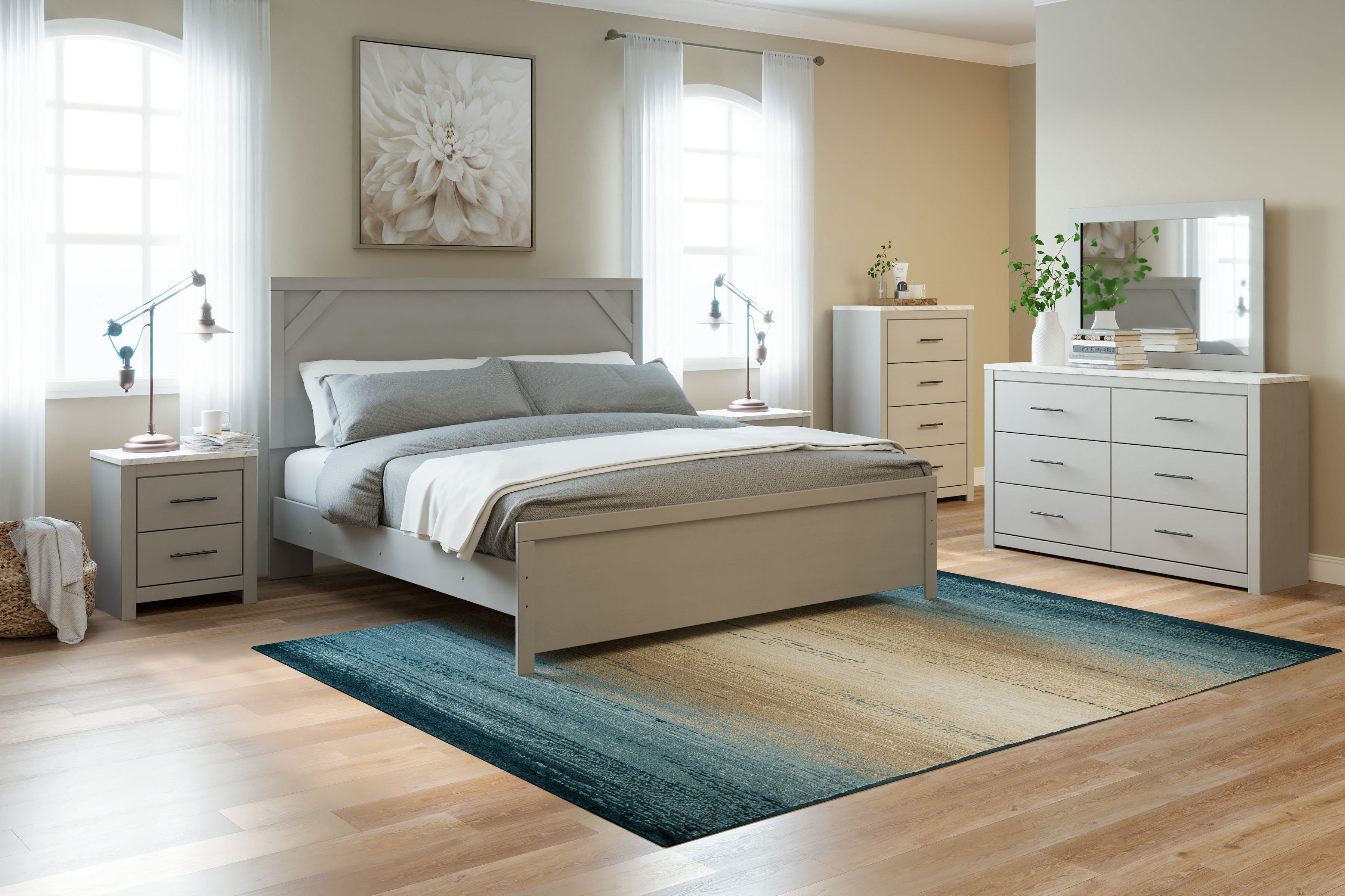 Cottonburg 5 Piece King Panel Bedroom - Light Gray/White Cottonburg 5 Piece King Panel Bedroom - Light Gray/White