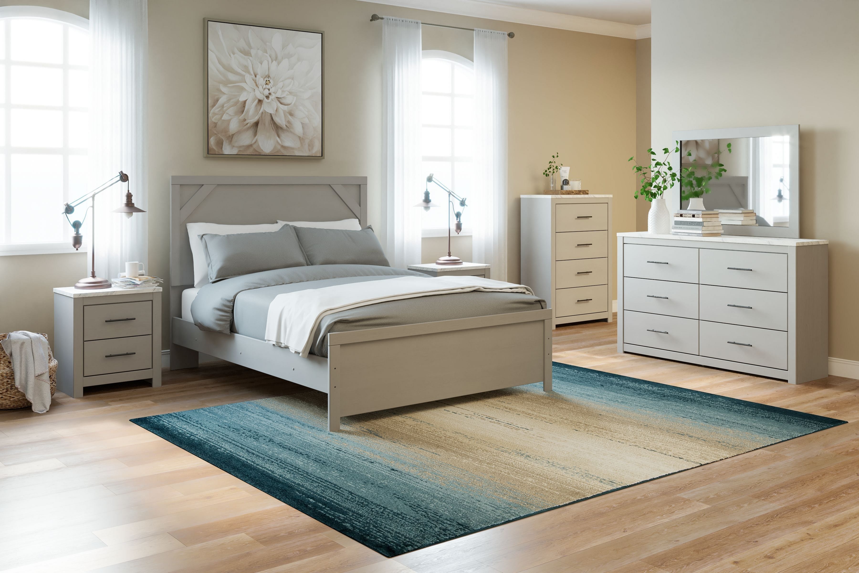 Cottonburg 5 Piece Queen Panel Bedroom - Light Gray/White Cottonburg 5 Piece Queen Panel Bedroom - Light Gray/White