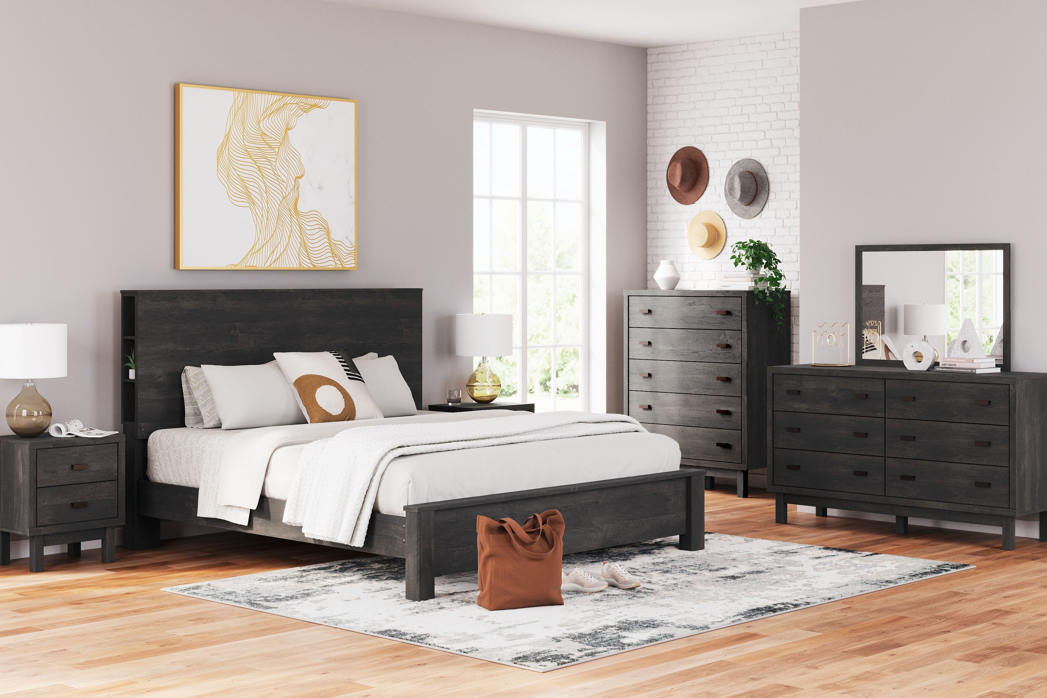 Ashley Bedroom 6 Piece King Panel Bookcase Bed Set B1388-231-36-69-56-95-B100-14