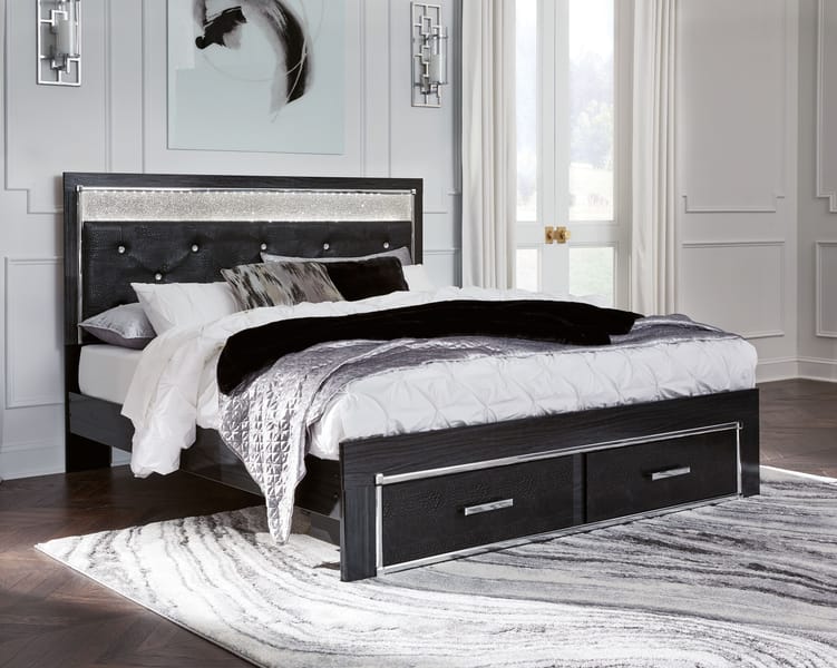 Ashley Bedroom King Upholstered Glitter Panel Storage Bed B1420-158-56S-97