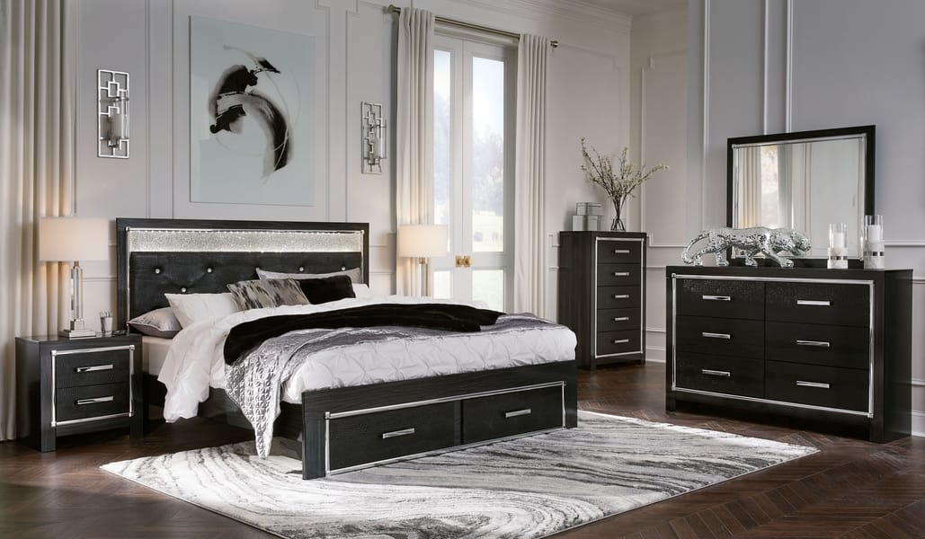 Ashley Bedroom King Upholstered Glitter Panel Storage Bed B1420-158-56S-97