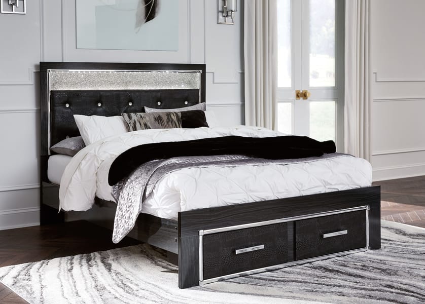 Ashley Bedroom 7 Piece Queen Upholstered Glitter Panel Storage Bed Set B1420-31-36-157-54S-96-92-2