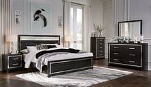 Ashley Bedroom 5 Piece King Upholstered Glitter Panel Bed Set B1420-31-36-158-56-97