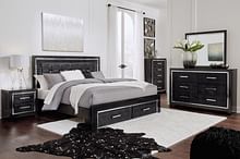 Ashley Bedroom 6 Piece King Upholstered Storage Panel Bed Set B1420-31-36-46-58-56S-97