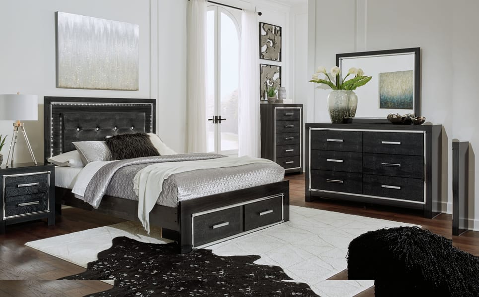 Ashley Bedroom 7 Piece Queen Upholstered Storage Panel Bed Set B1420-31-36-57-54S-96-92-2