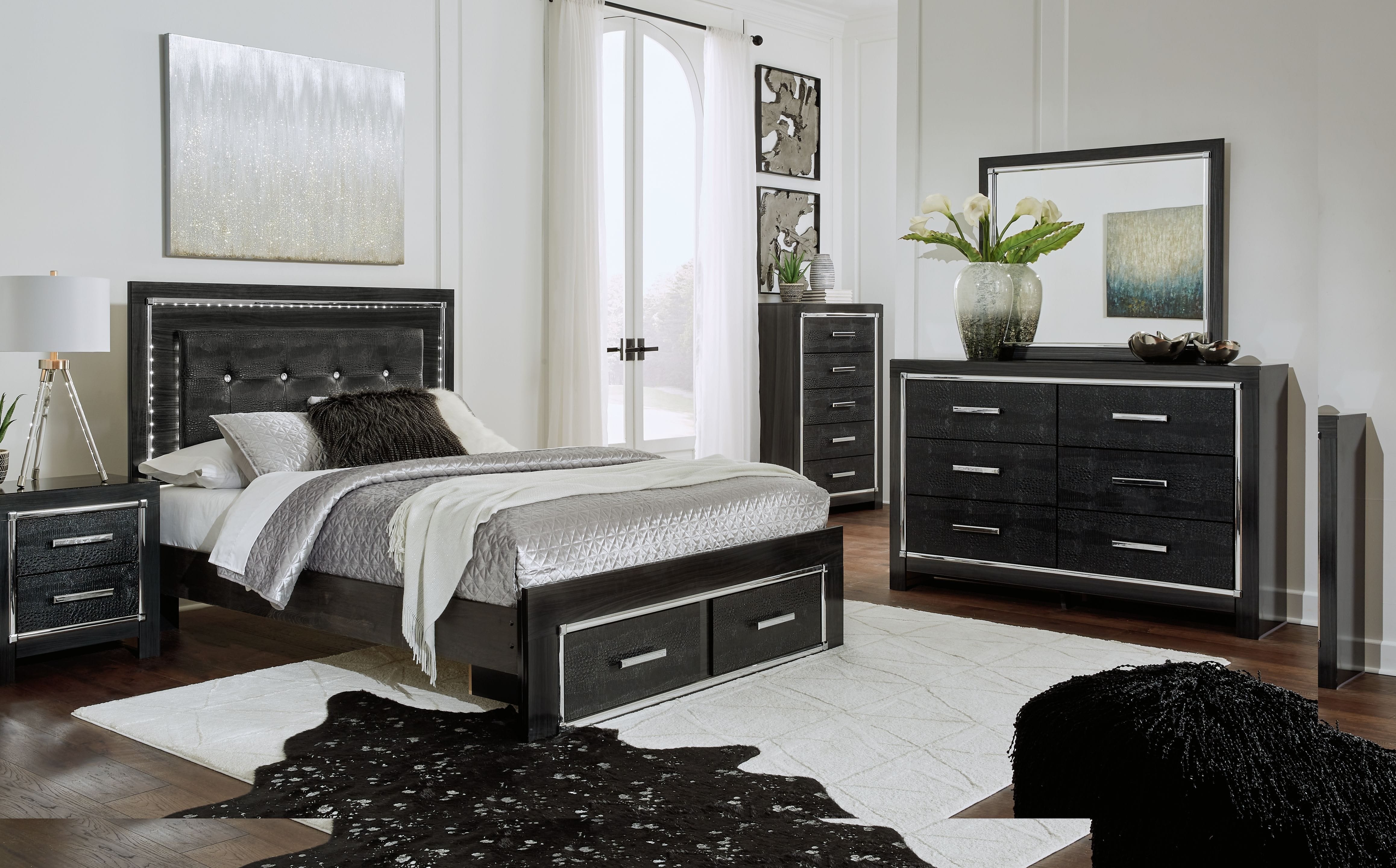 Ashley Bedroom 7 Piece Queen Upholstered Storage Panel Bed Set B1420-31-36-57-54S-96-92-2