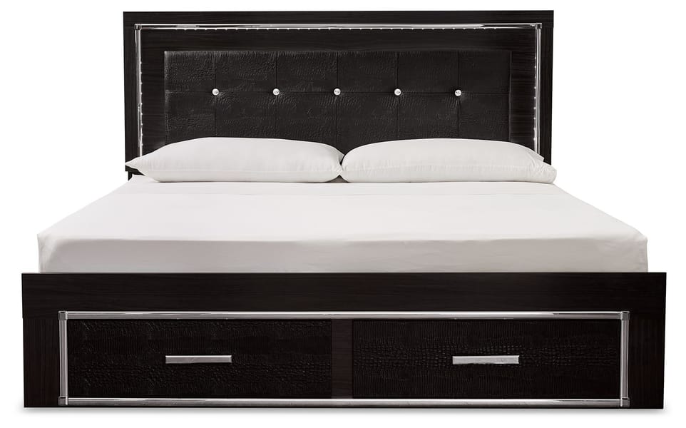 Ashley Bedroom 6 Piece King Upholstered Storage Panel Bed Set B1420-31-36-58-56S-95-B100-14