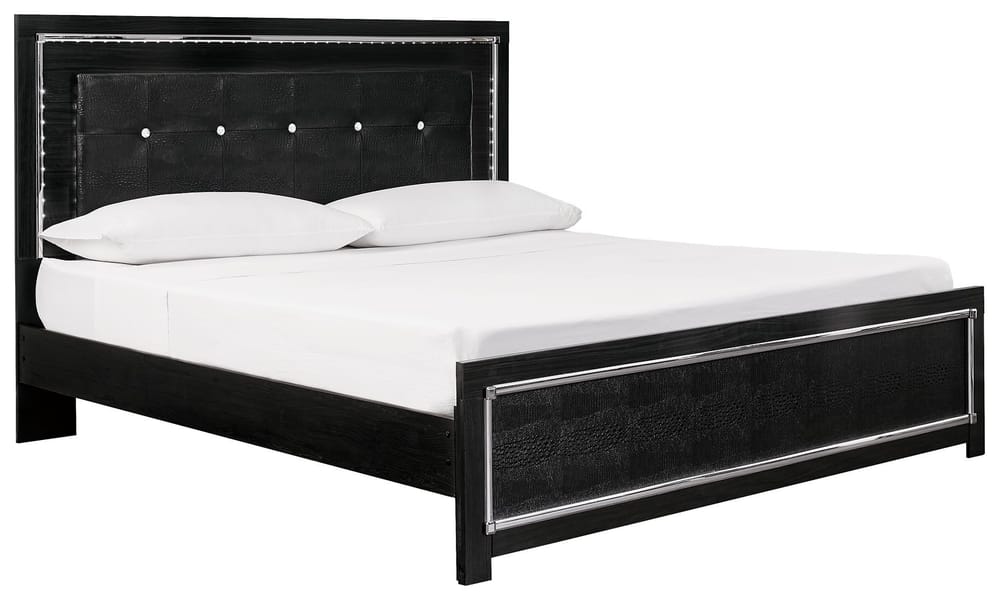 Ashley Bedroom King Upholstered Panel Bed, Roll Slats B1420-58-56-95-B100-14