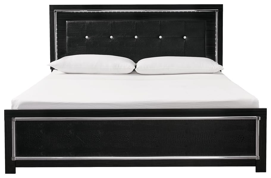 Ashley Bedroom King Upholstered Panel Bed, Roll Slats B1420-58-56-95-B100-14