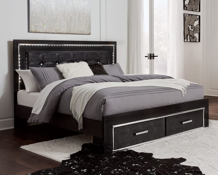 Ashley Bedroom King Upholstered Panel Bed with 2 Storage Drawers B1420-58-56S-97